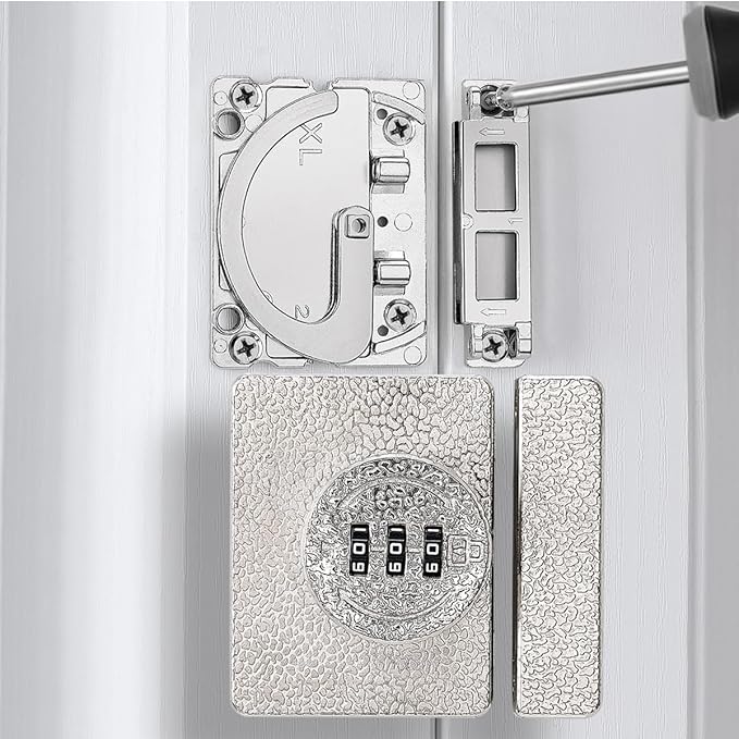 Silvery Cabinet Lock,3 Digit Password Keyless,Anti Pry Mechanical Password Lock,Protect Privacy,for Drawer,Cabinets,Locker, Closet,Windows,Sliding Door,Bathroom,and Garden