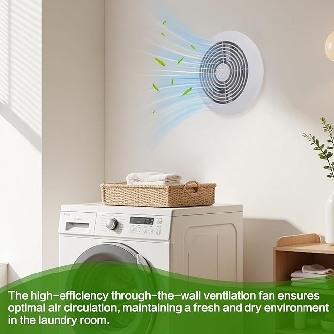 512M 6-inch Through Wall Exhaust Fan, 【Fast Deodorize, Dehumidify & Metal Exhaust Vent Cap, Corrosion-Resistant】80 CFM 4.0 Sones, Bathroom Wall Exhaust Fan, with Retractable Duct&Non-Return Flap