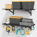 2-Pack 2x4ft Garage Shelving Wall Mounted, 2' x 4' Heavy Duty Garage Storage Shelves with Hooks, 500LB Capacity