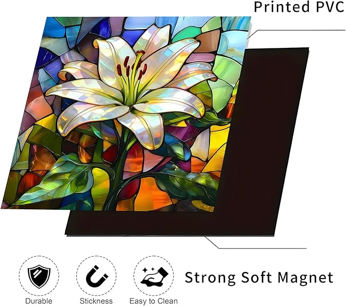 Dishwasher Magnet Cover, Creative Patterns Sticker, Dishwasher Magnetic Decoration, Refrigerator Protection Decoration, Lily, Kitchen Art Decoration 23x25.5 inches
