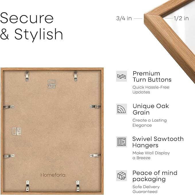 Homeforia 11x18 Diploma Frame with Photo, High End Natural Oak 11 x 18 Certificate Wood Frames with Mat 8.5x11 Diploma and 5x7 Picture, 18x11 Wooden Document Frames, Tempered Glass, Wall Kit, Set of 2