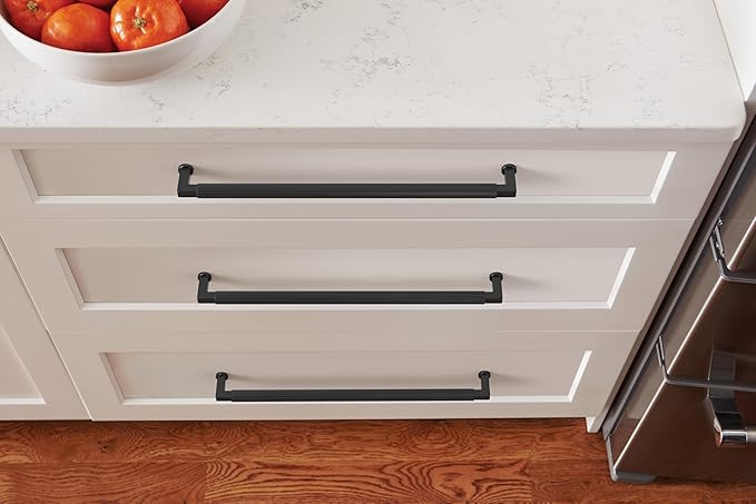 Amerock Ballard 12-5/8 inch (320mm) Center-to-Center Matte Black Cabinet Pull, BP37649MB