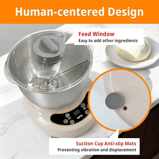 VONCI Electric Dough Maker with Ferment Function,7.3QT (7L) Stainless Steel Dough Mixer Dough Mixer Machine with Fermentation & Timer for Bread, Pizza, Dumplings, Noodles.