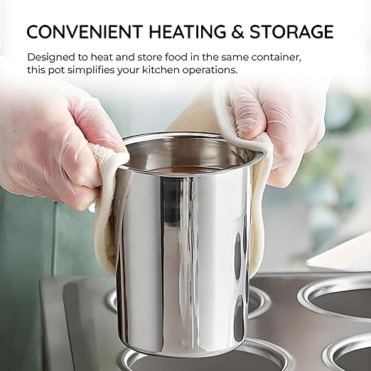 OCS Parts 1.25 Quart Bain Marie Pot | 5.75" x 3.75" Stainless Steel Pot for Warm or Cold Food, Sauces, Soups, or Organizing Cooking Utensils