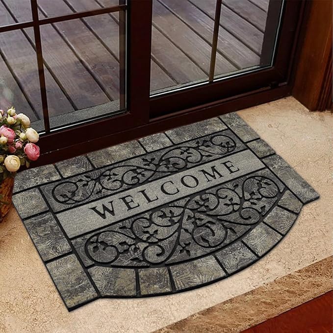 Thick Welcome Mats Outdoor, 24 * 36" Large Front Door Mat Entrance, Durable Welcome Mat for Front Door, Heavy Duty No Slip Rubber Outdoor Mats for Home Entrance