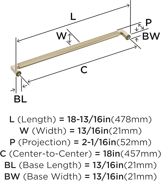 Amerock Ballard 18 inch (457mm) Center-to-Center Golden Champagne Appliance Pull, BP37651BBZ