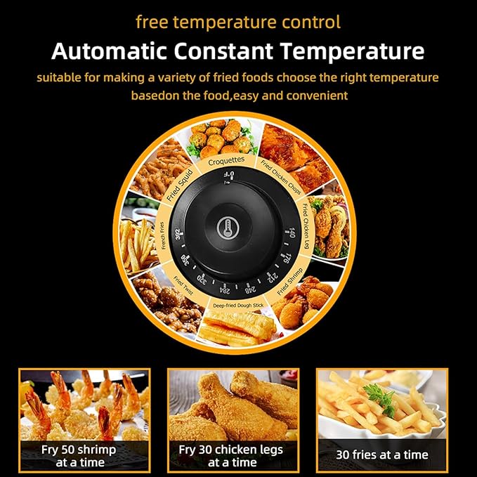 23.3QT/22L Commercial Deep Fryer with Basket and Lid, 5000W Electric Fryer, Countertop Oil Fryer for French Fries, Onion Rings, Donuts, Temperature Adjustable 140-392℉, Stainless Steel Single Tank