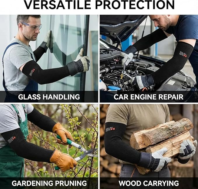 Arm Protectors For Thin Skin And Bruising, Cut Resistant Sleeves For Men Women, A5 Level Farmer Sleeve For Gardening (Grey & Pink, 2pairs, 11.8 In)