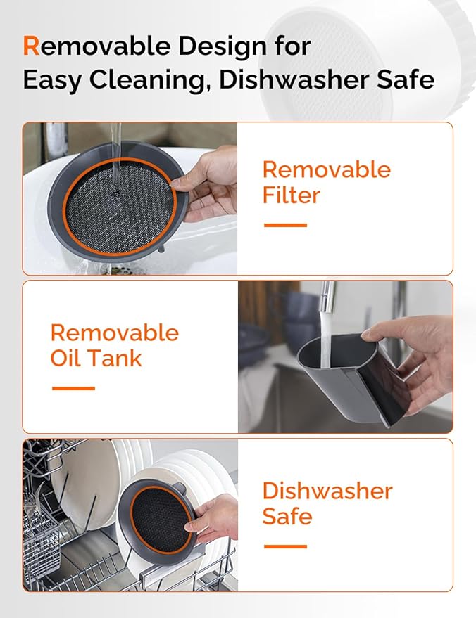Portable Kitchen Range Hood – Quiet 3-Speed Countertop Exhaust Fan with Dual Carbon Filters, Large Oil Cup, Easy-Clean & Detachable Design, Perfect for Apartments, Dorms & RVs