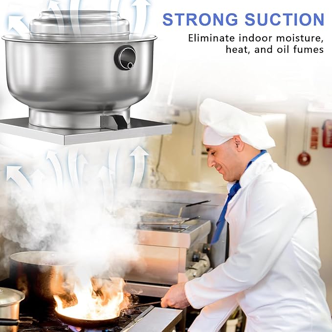 Restaurant Canopy Hood Grease Rated Exhaust Fan- Food Truck High-Speed Direct Drive Centrifugal Upblast Exhaust Fan 0.25HP 110 Volt Single Phase Motor 1500-1700 CFM