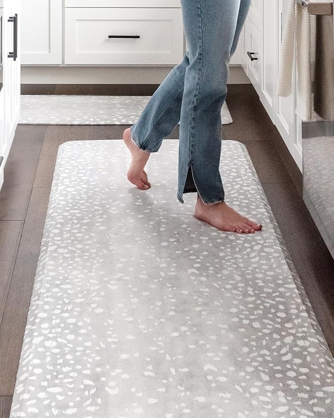 House of Noa Nama Standing Mat – Anti-Fatigue Cushioned Kitchen Mats for Floor | Ergonomic Bounce-Back Foam Kitchen Mats | Anti-Fatigue Mats for Kitchen & Standing | Fawn Silver | 22" x 54"