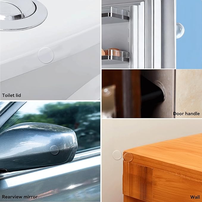 12pcs Wall Bumpers, Clear Wall Protectors, Door Bumpers for Doorknob, Furniture Bumpers,Reducing Noise,Protecting Walls,Using for Entrance Door,Cabinet Door,Fridge Door, Wall Bumper (15*15mm)