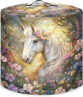 TODIYADDU White Horse Floral Pressure Cooker Cover with Pocket Novelty Air Fryer Cover Dust Cover Insulated Kitchen Appliance Cover Protector for Pressure Cooker Instant Pot Accessories Presents, L
