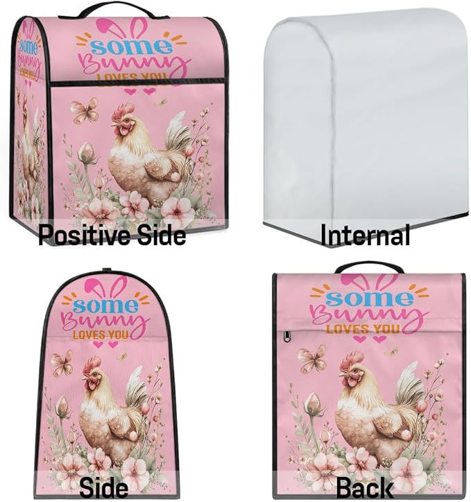 Kitchen Aid Mixer Cover Rooster Flower Floral Butterfly Stand Mixer Cover Compatible with 6-8 Quarts Stand Mixers, Dust Covers with Zipper Pocket Foldable Washable Kitchen Aid Organizer Bag