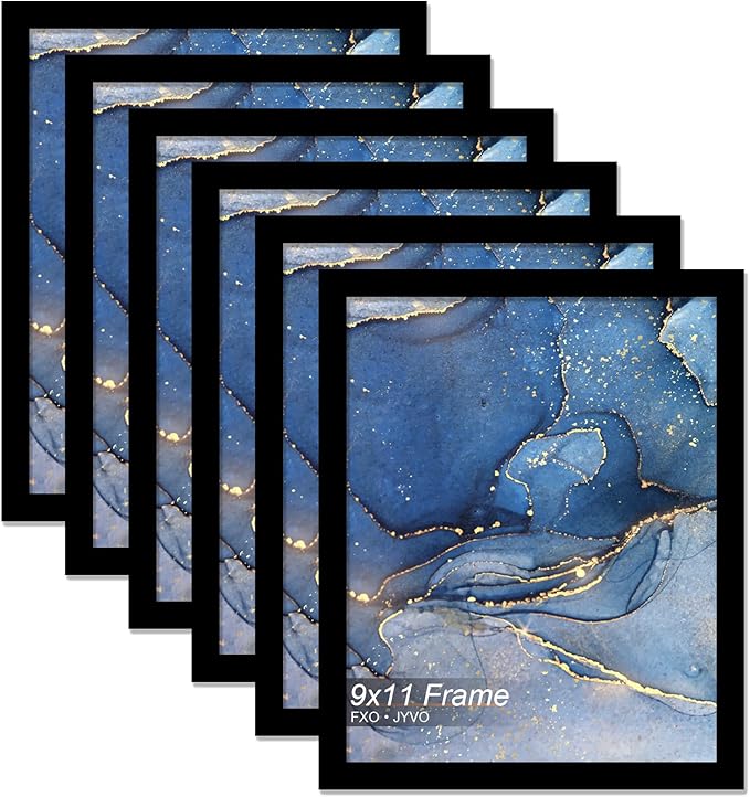 9x11 Picture Frame Set of 6, Black Frame for 9 x 11 Inch Picture Poster Photo, Light Weight and High Transparent 9 by 11 Frame for Wall - 6 Pack/Black/9"x11"