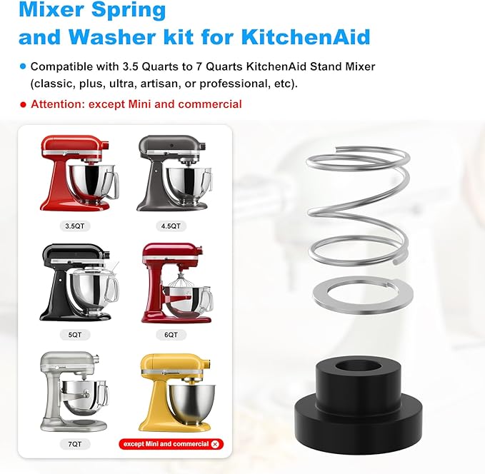 Mixer Spring and Washer for KitchenAid Mixer Parts-KitchenAid Tilt Head Mixers Spring and Washer, Rubber Washer