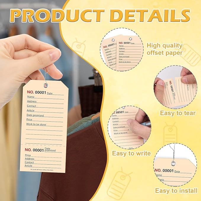 200 Pack White Repair Tags with Wire Rope Service Repair Tags Numbered with Wire Durable 2.6 x 5.25 Inch Labels for Production Equipment Maintenance Price Notice (200, White, 2.6x5.25in)