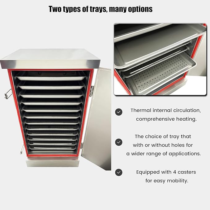 110V Commercial Electric Steaming Cabinet 12 Trays Multi-purpose Steam Warmer Cabinet 12000W 15.7"*23.6" Size of Tray 0.02Mpa Pressure Rice Steaming Box