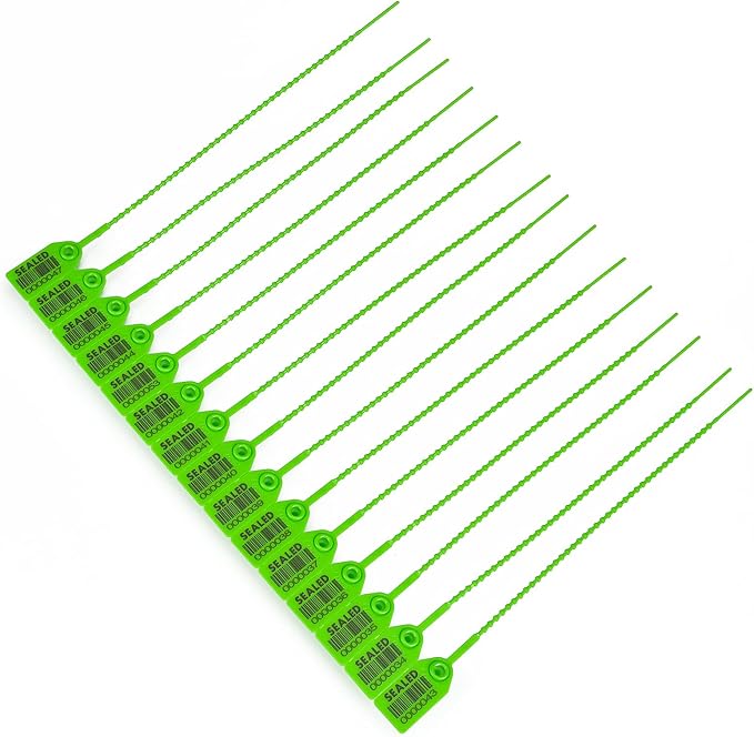 500 Green Plastic Barcode Seals, Numberd Plastic Tamper Seals Security Tags, Pull-Tite Safety Zip Ties, Tamper Proof Tags Plasic Locks for Fire Extinguishers