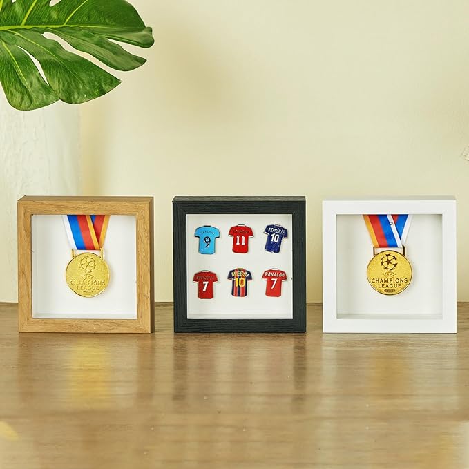 5x5 Mini Shadow Box Display Case Picture Frame with Soft Linen Back,Small Deep White Shadow Box 5x5 for Flowers Medal Display Case Jersey pet Graduation Memorabilia Baby Ltems Crafts Photos