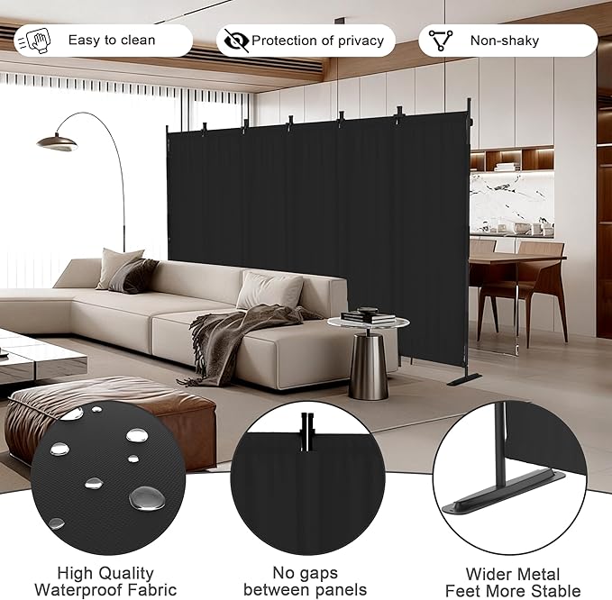 6 Panel Room Divider,6ft Folding Screen Portable Wall Partition Room Divider with 4 Metal Feet,Privacy Screen Indoor Doubles as a Cubicle Wall,Suitable for Bedroom Dressing Room Office