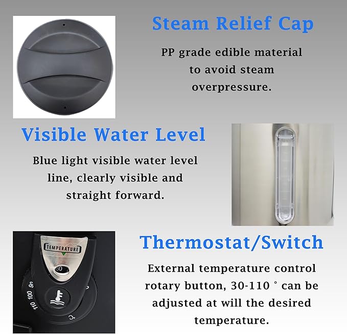 Commercial Electric Kettle Warmer Stainless Steel Hot Water Dispenser Hot Water Boiler And Warmer with Faucet Quick-Temp or Boil for Tea Coffee 1500W 11.6 Liter Capacity