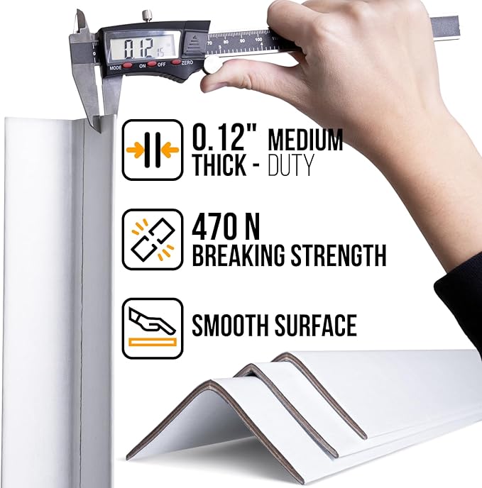 48" x 2" x 2" Reinforced Cardboard Edge Protectors, White (Pack of 200) – 0.12" Thick Medium-Duty Cardboard Corner Protectors for Shipping – American Quality V-Board Pallet Edge Guard