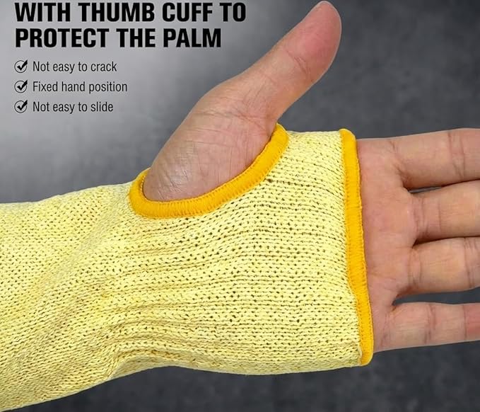 Cut Resistant Sleeves With Thumb Hole,Thin Skin Arm Protection Sleeves And Bruising, Kevlar Sleeves For Women, Men, Elderly(Yellow,17.7 In)