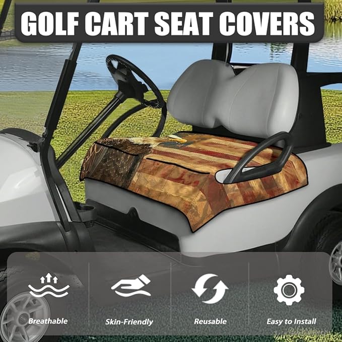 Golf Cart Seat Cover Cushion Providing Comfortable Seating with Sweat Absorbing Fabric, Waterproof Protection and Secure Fit for Daily Use