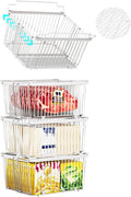 Large Freezer Organizer Bins，Upgraded Bottom Leak-Proof net，Fit 5 to 9 Cu Ft Chest Freezer，4 Pack， Expandable Stackable Chest Freezer Containers with Handle (White-4P)