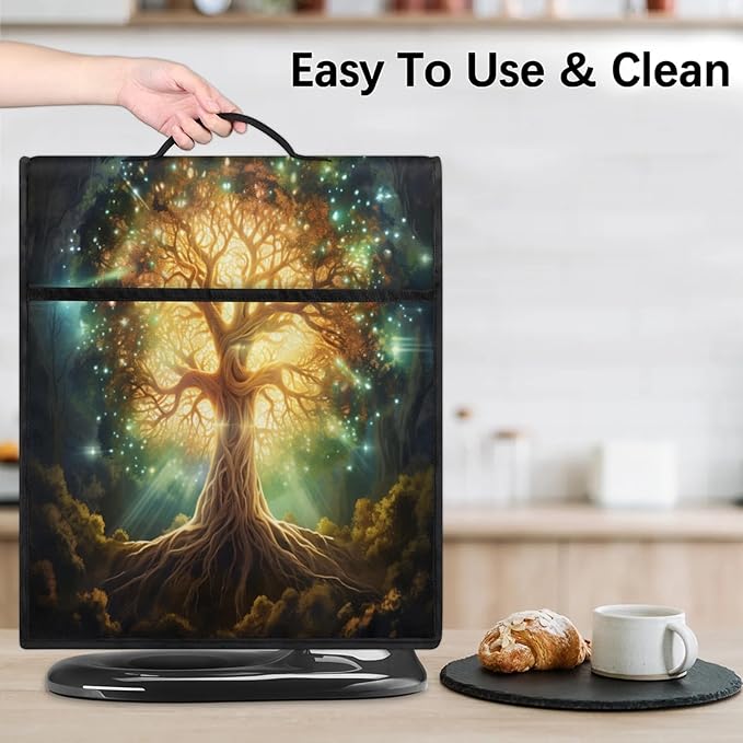 Kitchen Aid Mixer Cover Tree Of Life Green Stand Mixer Cover Compatible with 6-8 Quarts Stand Mixers, Dust Covers with Zipper Pocket Foldable Washable Kitchen Aid Organizer Bag
