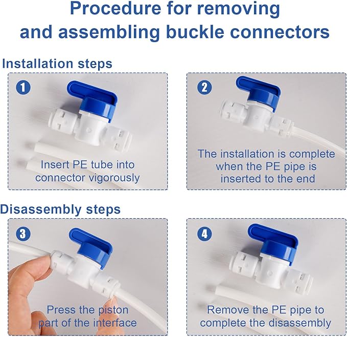 49.2Ft Refrigerator Water Line Kit for 1/4" OD Water Supply Pipe Tube, Ice Maker Fridge Installation Kit with T-piece 3/8x3/8x1/4" Connection Kit for Fridge Ice Maker RO Systems Water Filter Faucet