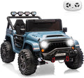 2 Seater Ride on Car Toy for Kids, 24V 4x4 Ride-on Truck, w/Parent Control, Soft Start, 3 Speed, 4-Wheeler Suspension, Bluetooth, LED Lights, Electric Car for Kids Toddler Ages 3-8, Blue