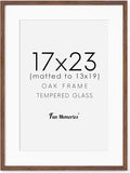 Fun Memories 17x23 Picture Frame, Solid Oak Wood Poster Frame, Photo Frame for Wall 17x23 Matted to 13x19, Tempered Real Glass, Photo Frame for Vertical or Horizontal Hanging, (Walnut Color, 1 Pack)
