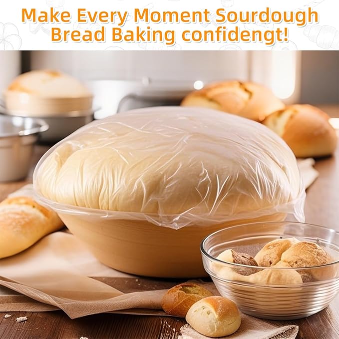 100 Extra Large Plastic Bowl Covers for Proofing Dough, Fits Bowls up to 21 Inch, Baking Pan Covers, Elastic Plastic Bowl Covers for Baking Pans/Pizza Dough Proofing Baking Supplies Accessories.