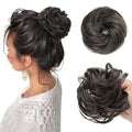 CJL HAIR 2PCs Small Cute Messy Bun Hair Piece for Thin Hair Women Mini Synthetic Curly Bun Scrunchies Updo Hairpieces Pepper Grey