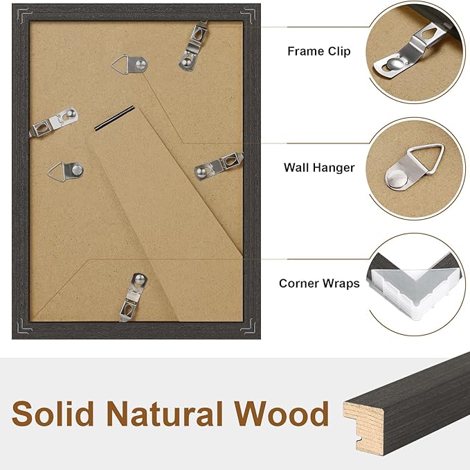 Vittanly 5x7 Picture Frame, Solid Wood Frame with Plexiglass, Includes 4x6 Mat, Wall Hanging or Tabletop for Home Decor, Black, 1 Pack