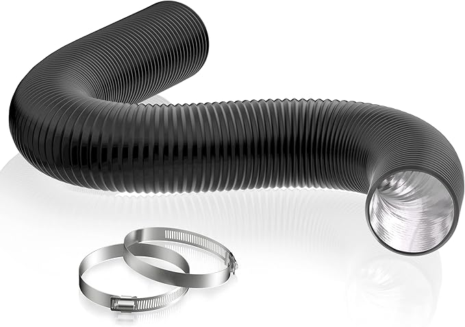 HG Power 5 Inch Air Ducting, 16 Feet Flexible Aluminum Dryer Vent Hose, Three Layer Protection Dryer Hose with 2 Clamps for HVAC Ventilation Heating Cooling Exhaust