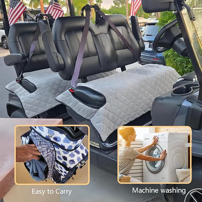 FLYMEI Golf Cart Seat Covers, Golf Cart Seat Towel Blanket, Short Plush Surface, Soft and Comfortable, Fit for EZGO, Yamaha, Club Car and Other 2-Seat Golf Carts, 51"x 30.5"
