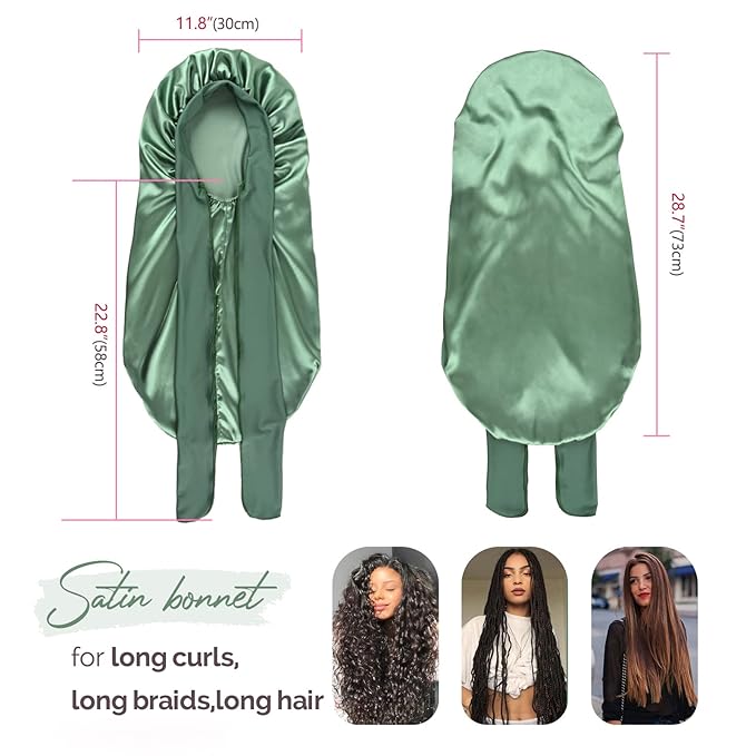 YANIBEST Long Bonnet Satin Bonnet for Sleeping Braid Bonnet with Tie Band Silk Sleep Bonnet for Women Locs
