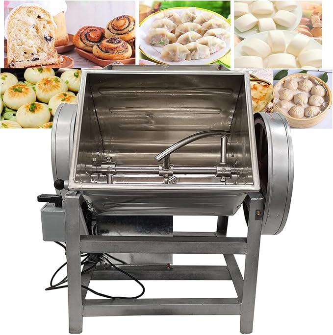 Commercial Dough Mixer Electric Dough Mixing Machine Stainless Steel Pizza Flour Dough Stand Mixer Heavy Duty Flour Blender Kneading Machine 50QT/25KG Kneading Capacity