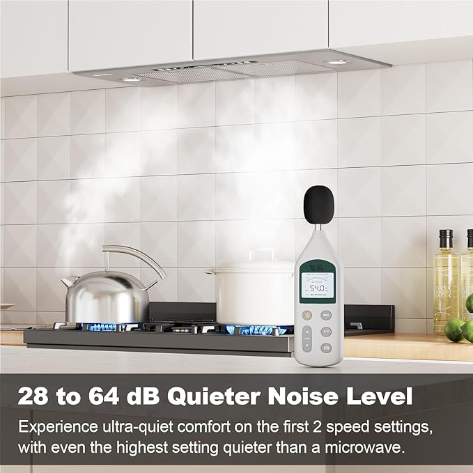 HisoHu Insert Range Hood 36 Inch, 900 CFM with Ducted Convertible Ductless (Kit Included), 4 Speed Gesture Sensing&Touch Control Panel, Stainless Steel Kitchen Vent (36 Inch)