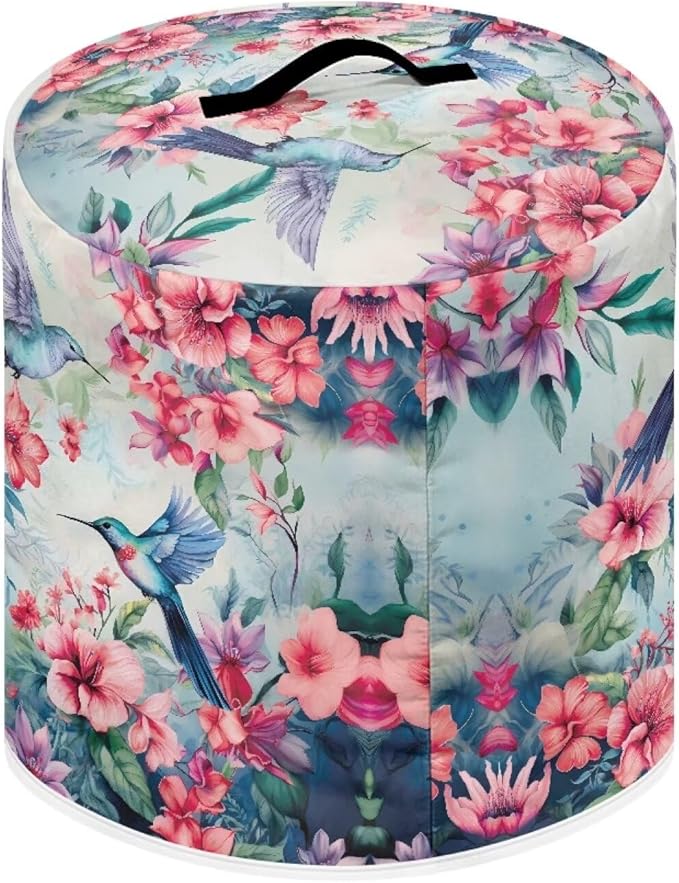 hummingbird Floral Pressure Cooker Cover for Women Dust-proof Cover for Rice Cooker Air Fryer Kitchen Appliance Covers with Top Handle and Pocket Home Kitchen Decor Gifts for Friends