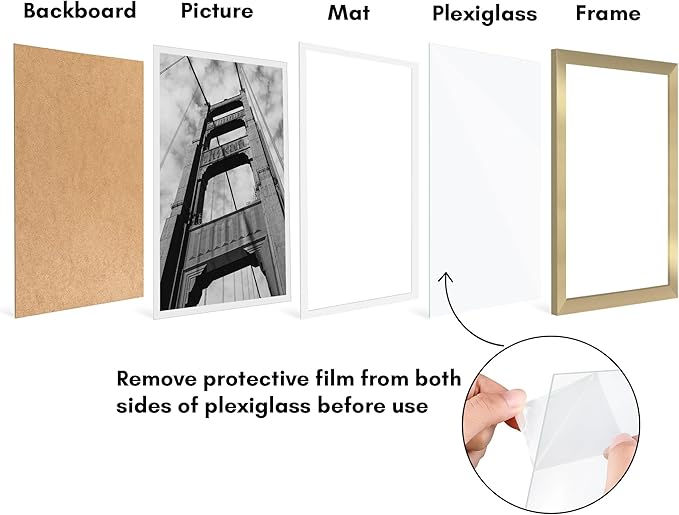 Americanflat 12x18 Poster Frame with Polished Plexiglass - Set of 5 - Use as 11x17 Frame with Mat or Display 12x18 Photo Without Mat - Galleria Collection - Picture Frames for Wall Display - Gold