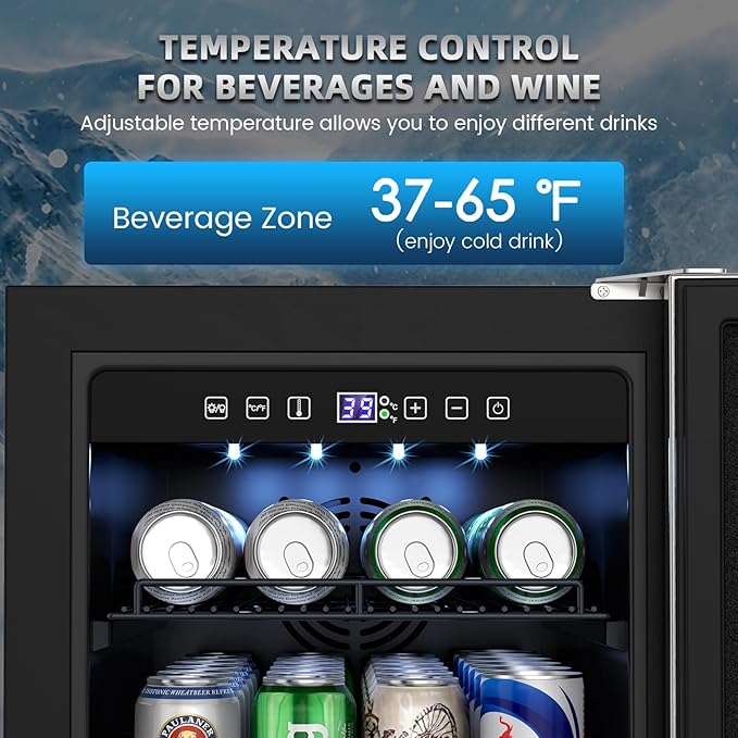 15 Inch Outdoor Beverage Fridge, Weather Proof Stainless Steel Beverage Cooler Under Counter Beer Fridge, Indoor/Outdoor Beverage Refrigerator for 80 Cans, Built-in/Freestanding