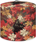 Xoenoiee Cat Maple Leaf Kitchen Appliance Dust Cover with Pockets, Electric Pressure Cooker Cover Compatible with Crock Pot, Rice Cooker Covers Fall Decor, for 8 Qt Pot