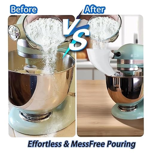 Flour Funnel for Kitchen Aid Mixer 5 Qt,for 4.5–5 Qt Tilt-Head Models-Stand Mixer Attachment,Easy Pour No-Mess Attachment, Anti-Splash Accessory, Durable Dishwasher-Safe Baking Tool (Black)