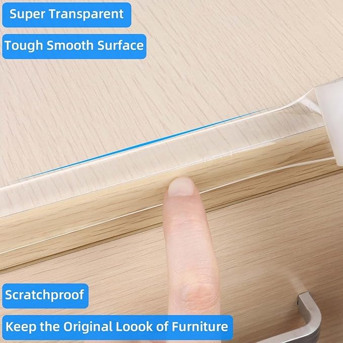 3Pack Clear Edge Protector Strip,1.57in x 9.84FT(29.52FT Total),Sharp Edge Wrap Cover Tape,Self Adhesive Protective Bumper Guards for Cabinet Door Desk Table Bed Furniture,Kitchen,Waterproof