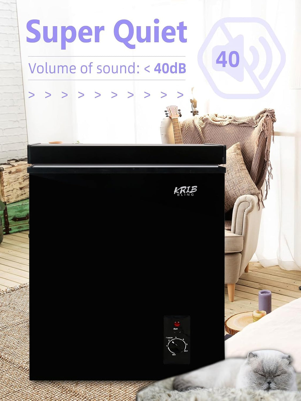 7.0 Cu.Ft Chest Freezer with Removable Basket, Deep Compact Freezer with 7 Gears Temperature Control(-4°F to 6.8°F), for House, Kitchen, Garage, Basement, Shop, Black