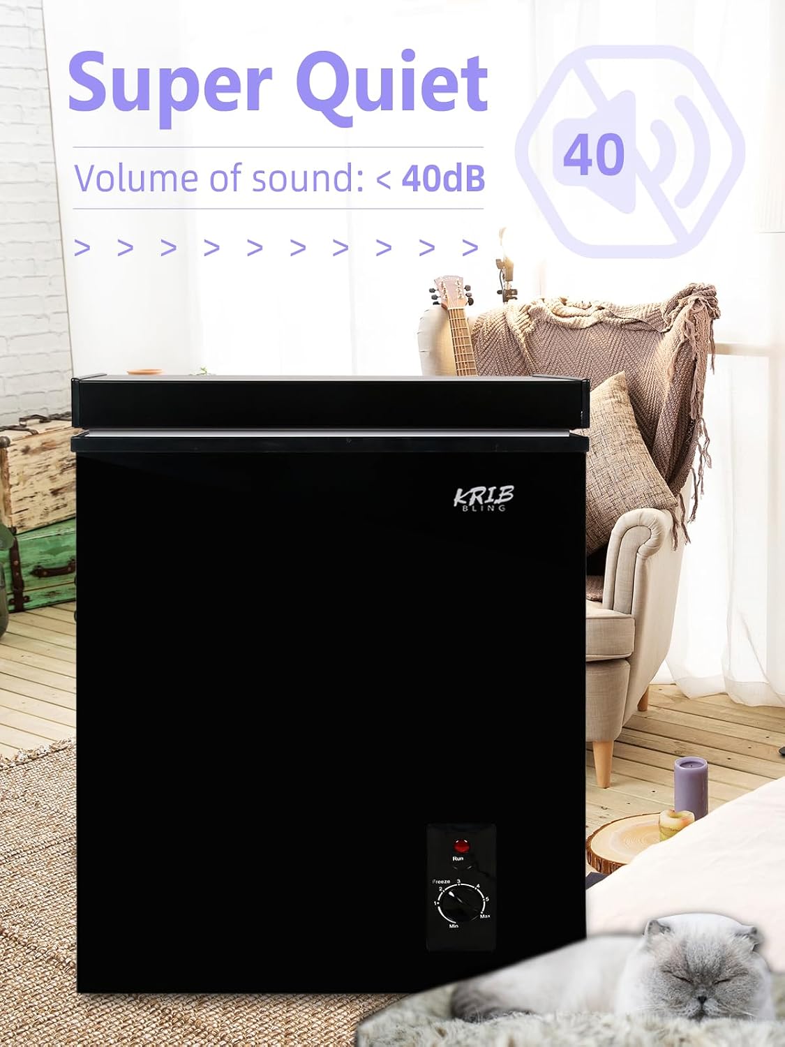 7.0 Cu.Ft Chest Freezer with Removable Basket, Deep Compact Freezer with 7 Gears Temperature Control(-4°F to 6.8°F), for House, Kitchen, Garage, Basement, Shop, Black